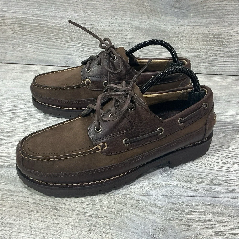LL BEAN ALLAGASH Hand Sewn Bison Leather Loafer 301172 Men's Size 8 EE Wide NEW